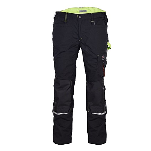 Terrax Workwear Pantalón de Cintura Hombre, Negro/Cal, Negro/Amarillo, 56