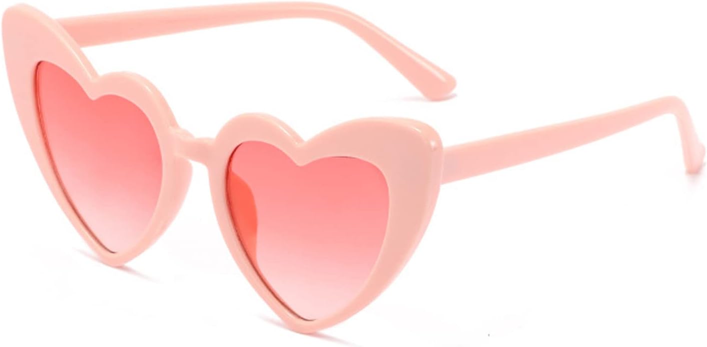 VideMundiHeart Shaped Sunglasses for Women,Vintage Cat Eye Mod Style Retro Kurt Cobain Glasses