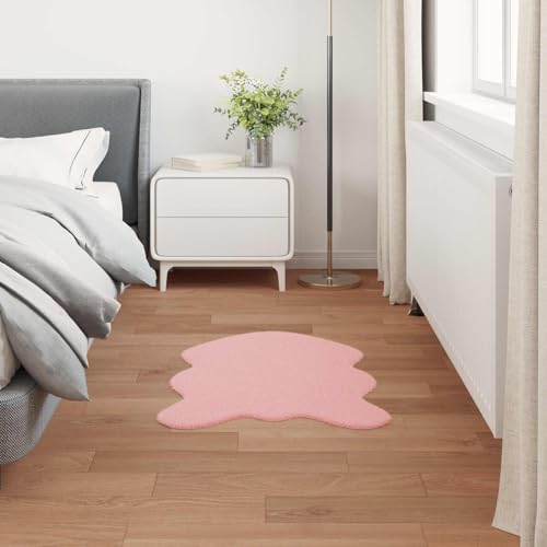 Tapis en fourrure de lapin artificiel doux lavable rose OLITE - 5