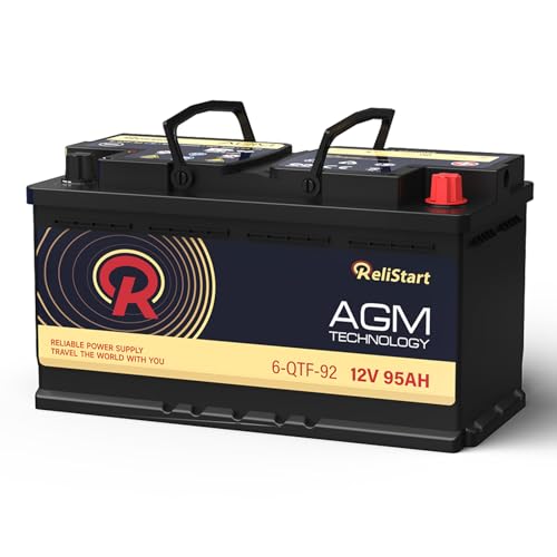AGM Battery BCI Group 49 Car Battery-12V 95AH H8 Size 49 Automotive Battery 12V Start-Stop AGM Car Batteries 900CCA 160RC Deep Cycle Dimensions 13.9 L x 6.89 W x 7.5 H