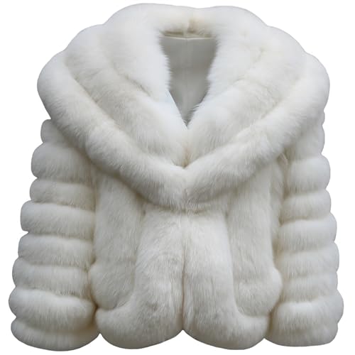 Women's Genuine Fox Fur Coat Thick Warm Fur Jacket Long Sleeve