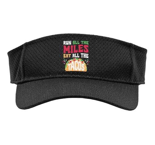 Run All The Miles Eat All The Tacos Sport Sun Visor, Youth, One Size, Black