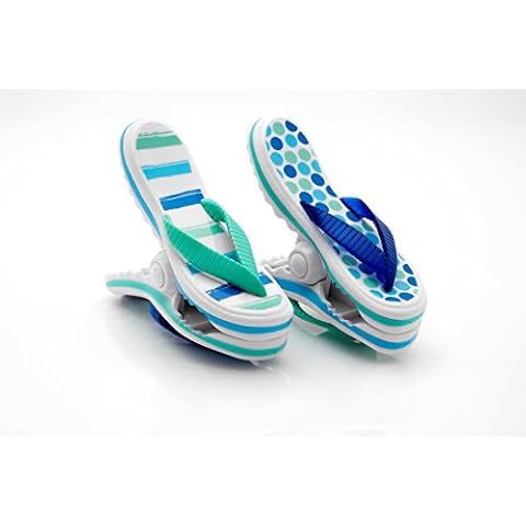 BEACH TOWEL 'Boca' CLIPS/PEGS - FLIP FLOPS - Blue Stripes Cover