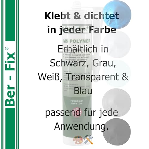 Ber-Fix MS Polymer Schwarz 1x 440g – Ungiftiger Teichkleber & Dichtstoff – Klebt & dichtet selbst unter Wasser