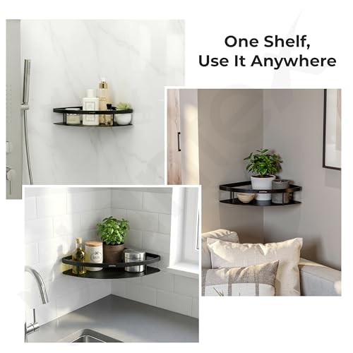 Image of Plantex Corner Shelf for Bathroom Wall Mount /304 Grade Stainless Steel Bathroom Corner Shelf /Bathroom Accessories Holder for Wall (9x9 inches, Black)