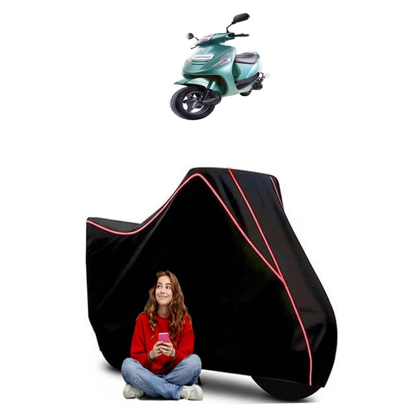 Image of Kine Standard Scooty Bike Cover Water Resistant Outdoor Use Universal Fit Scooters Motorcycles Heavy Duty UV Protection Dust Rain Scratch Resistant Elastic Bottom Black Blue Piping