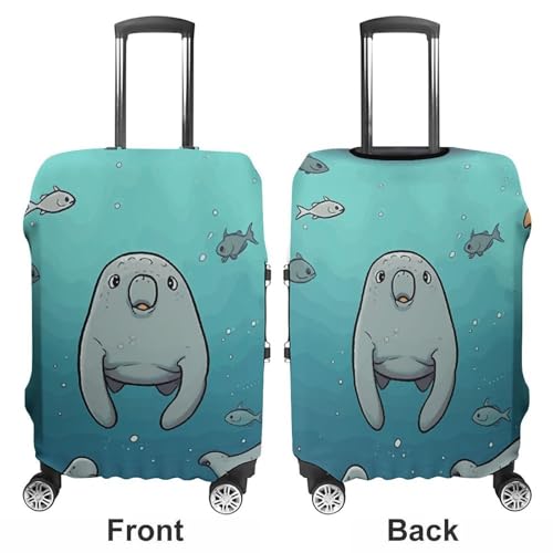 Crazy Save Manatee Printed Luggage Cover Protector, Fits 18-32 Inch Luggage3