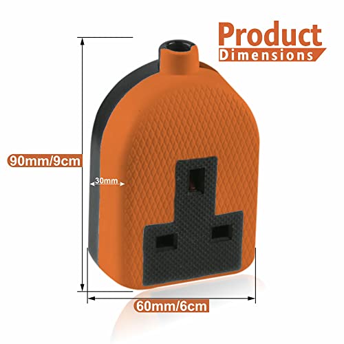 Heavy Duty Electrical 13 amp 1 Gang Re-Wireable Rubber Block Extension Socket - Orange (single socket), Orange,Multi - Image 2