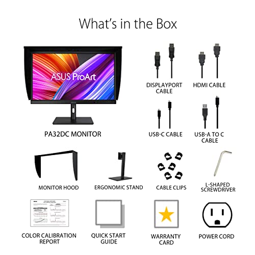 Asus Proart Display 31.5” 4K Oled Professional Monitor (Pa32Dc) - Built-In Motorized Colorimeter, Color Accuracy Δe<1, 99% Dci-P3, Usb-C, Auto Calibration, Compatible With Laptop & Mac Monitor,Black #TOP6
