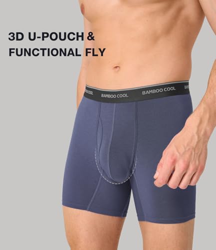 Image of BAMBOO COOL Men's Underwear Breathable Boxer Briefs with Fly Moisture-Wicking Lightweight Underwear 7-Pack