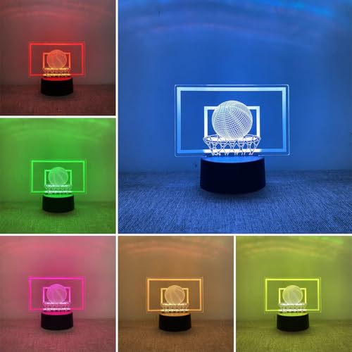 Lampe Basketball 3D Decorative, Lampe De Chevet Chambre Intelligente À 7 Couleurs Pour Enfants, Veilleuse LED Décorative Chambre Ado Pour À Coucher, Cadeau...