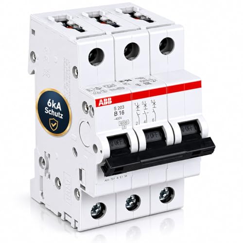 ABB S203-B16 Leitungsschutzschalter System pro M compact Drehstrom (3P) Charakteristik B bis 16A 6kA Kurzschlussfestigkeit