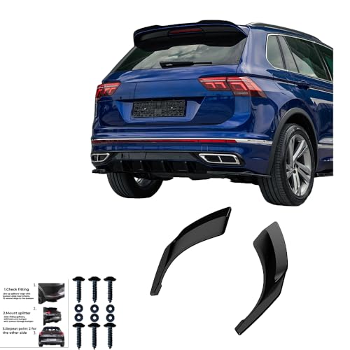 Hinten Splitter kompatibel mit VW VOLKSWAGEN Tiguan R-Line Mk2 Facelift 2020 bis 2024 2 Tlg Schwarz Glänzend