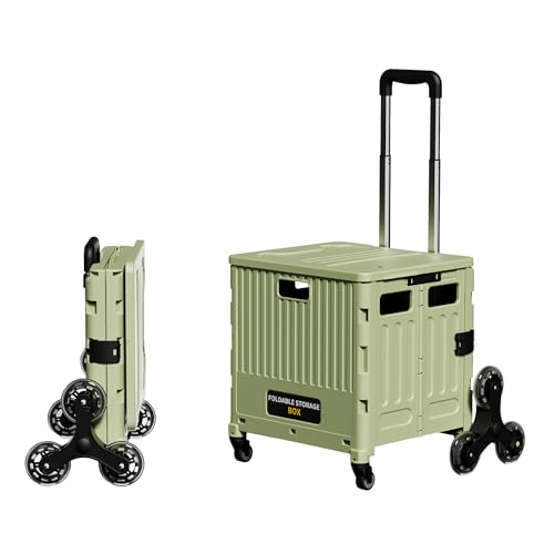 Gorocking ショッピングカート 折りたたみ ストッパー付き 静音キャスター 3色 買い物カート (グリーン, M (8輪))