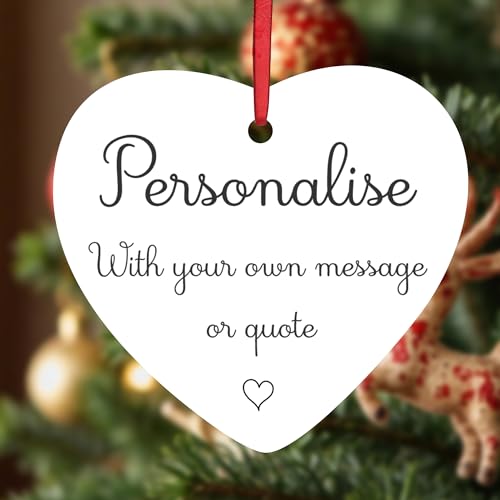 KreateSquare Personalised Christmas Baubles Heart Shape Ceramic Christmas