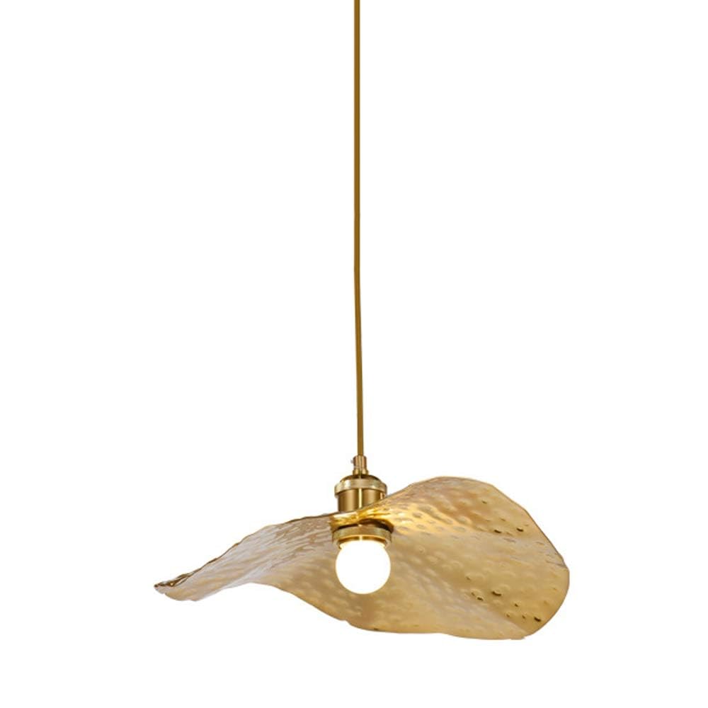 Usmjqvz Light Modern Industrial Lotus Leaf Brass Pendant Brushed Brass Hammered Metal Industrial Lotus Leaf Hanging Lamp, Adjustable Height For Island, Farmhouse, Sink, Dining Room
