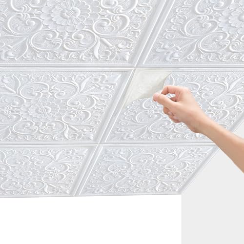 Ceiling Tiles, Peel and Stick Foam, Waterproof Easy to Install and Cut for Ceiling and Interior Wall...