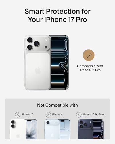 Belkin Capa para iPhone 17 Pro, protetora, compatível com MagSafe com revestimento tratado antiarranhões e anti-amarelamento, controle de câmera sensível ao toque – grau militar, design fino, à prova