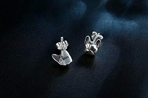 Presentski Dog Earrings,French Bulldog Puppy Animal Stud Earrings 925 Sterling Silver Pug Earring Studs Hypoallergenic Jewelry for Women4