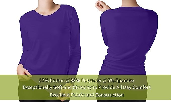 BaHoki Essentials Long Sleeve Undershirts for Scrubs - Great Stretch Shirts - 5 Pack4