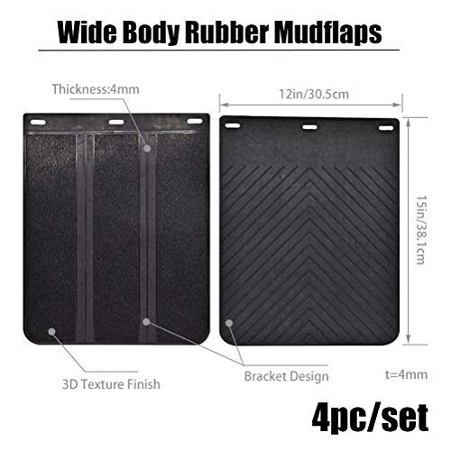 Image of XUKEY Universal Heavy Duty Rubber Mud Flaps for Car, Pickup, SUV, Van, Trucks, RV, Semi-Truck, 4WD Off-Road, 15x12 Inch, 4mm Thick, Set of 4, Front and Rear Splash Guards