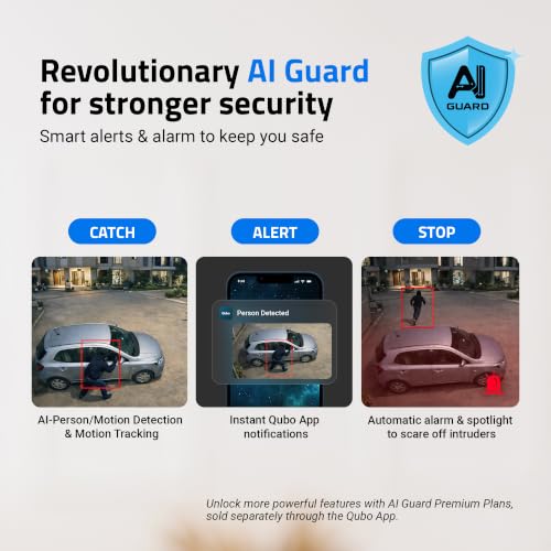 Image of Qubo Smart Outdoor Cam Pro 360 4MP | No SD Card Required, Records Directly on Cloud | STQC Certified | AI Person Detection | Automatic Alarm & Spotlight | Dual Night Vision | IP66 Rating