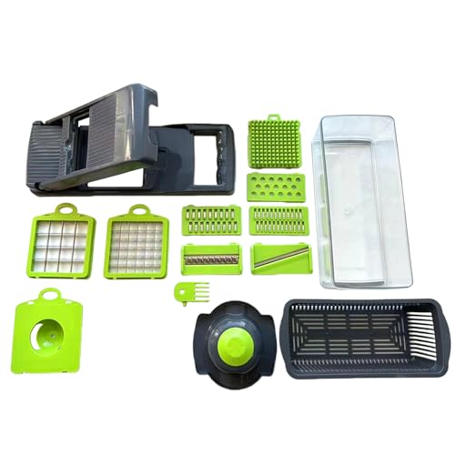 野菜チョッパー | 多機能プロセッサー 水切りかご付き - キッチン ポテトスライサー チーズおろし器,にんにく じゃがいも チーズ スナック 日々の食事準備 家庭 レストラン 料理 パーティー 初心者 高齢者向け