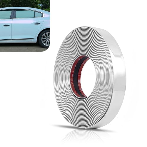 Moldura de coche cromada de 0.25 pulgadas, tira autoadhesiva protectora de 49 pies