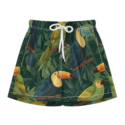 Bolaz Toddler Boys Swimwear Swim Trunks with Compression Liner 4T Toucan Green Plant