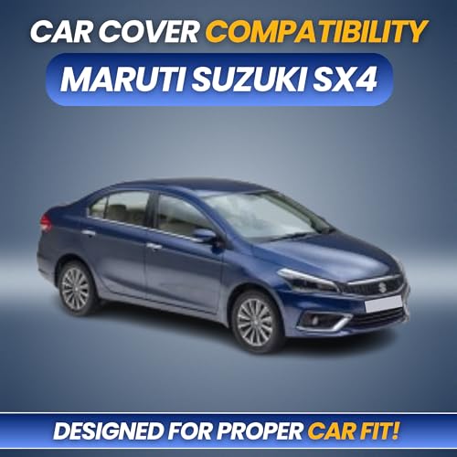 Image of Car Cover for Maruti Suzuki SX4 | 100% Waterproof Heavy-Duty 3-Layer Car Body Cover | All-Weather Rain, UV, Heat & Dust Protection | Custom Fit | Mirror & Antenna Pockets | Navy Blue