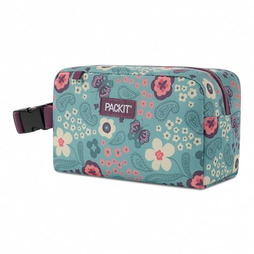 Image of PackIt Freezable Small Insulated Snack Box, Butterfly Paisley, with EcoFreeze Technology (Built-in Ice Pack), Mini Cooler or Small Lunch Bag, For Fresh Snacks On the Go, for Work, Gym, or Travel