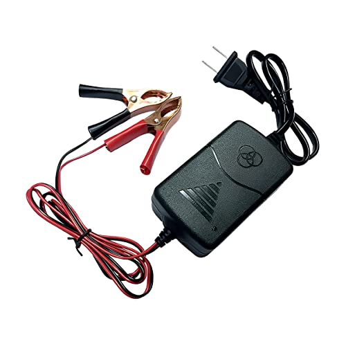 AICEL Car Battery Charger, 12V Lead Acid Automotive Charger with Crocodile Clip and Power Indicator, Smart 3 Stage Battery Maintainer for Car, Motorcycle, RV, SUV, Lawn Mower, Boat