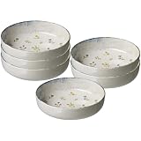 Ritzenhoff & Breker Suppenschalen Viola 6er Set, Ø 18 cm, Suppenteller mit Millefleur-Dekor und verwitterten Kanten, Steinzeug, Spülmaschinen- & Mikrowellenfest, Bunt