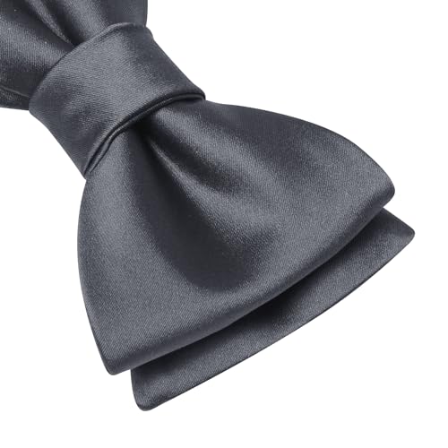 Image of Dubulle Self Tie Bow Ties and Lapel Pin for Men Paisley Solid Mens Bowtie and Handkerchief Cufflinks Set Wedding