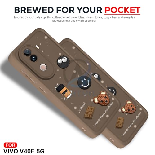 Image of AESTMO Back Case Cover for Vivo V40E 5G / iQOO Z9S 5G | Cute Fun Cartoon 3D Ball | Coffee Silicone Case | Full Body Protection | Camera Protection Back Cover for Vivo V40E 5G / iQOO Z9S 5G (Brown)