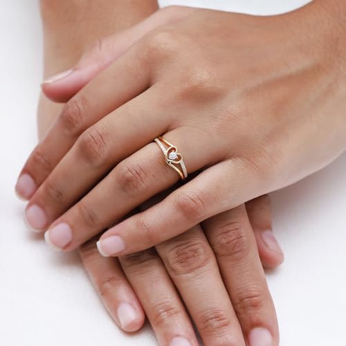 SAVEARTH DIAMONDS Heart Promise Ring for Women with Lab Created Moissanite Split Shank Engagement Ring, Heart Shape Jewelry in 18K Gold Plated Gift For Her4