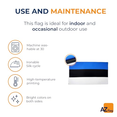 Image of AZ FLAG - Estonia Flag - 3x5 Ft - 100D Polyester Estonian Banner with Two Metal Grommets - Fade Resistant - Vivid Colors - 3' x 5' Feet - 150x90 Cm