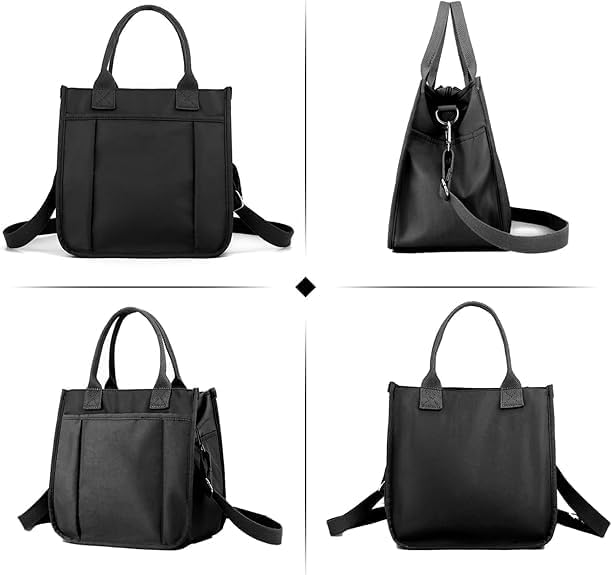 Small Tote Bag with Zipper Tote Bag for Women Nylon Satchel Hobo Bag Messenger Bag - Image 4
