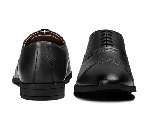 Image of LOUIS STITCH Men's Formal Lace-up Oxford Shoes for Men | Solid Design | Ideal for Formal, Business Casual, and Parties (LSRGOXJB -)