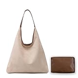 MAOILY Brown Suede Bags for Women 2024 New Brown Suede Tote Bag for Women Suede Bag Brown Suede Purse Bag (Beige)