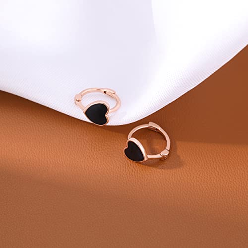 Reffeer 925 Sterling Silver Love Heart Huggie Hoop Earrings For Women Girls Tiny Heart Hoop Earrings (C-Rose Gold) #TOP4
