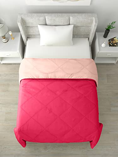 Image of Clasiko Reversible Single Bed Comforter; 60x90 Inches; 200GSM; Pink & Peach