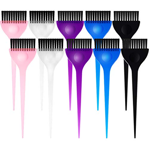 10 Pieces Hair Dye Brush Set, Hair Color Brush Kit Plastic Dye Applicator Hair Salon Color Brushes for Hair Salon Hair Caring DIY Dyeing Supplies