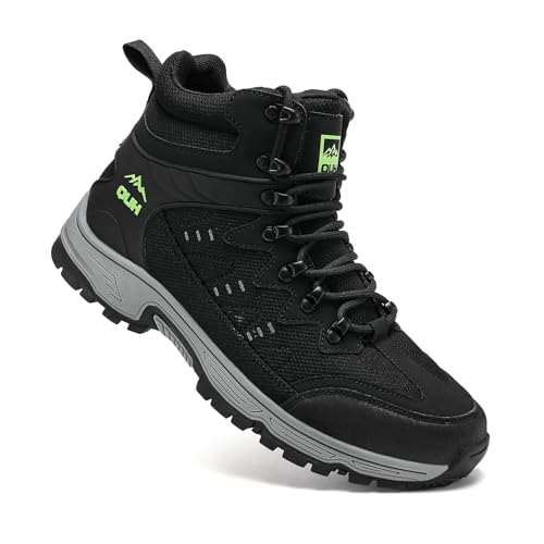 QUH Men's Outdoor Hiking Shoes Breathable Waterproof Non-Slip Mid-Cut Sports Shoes for Fitness, Outdoor Camping, Walking