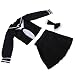 Fityle 1/3 BJD Dress Two-Piece Outfits College Style Uniform for Night Lolita Doll Black