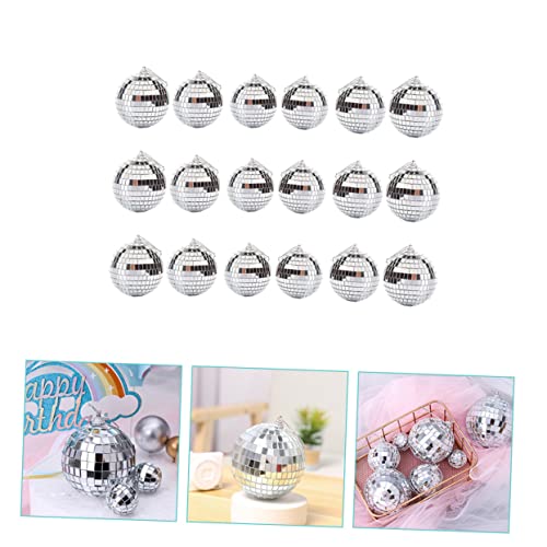 ABOOFAN - 18 bolas espejadas plateadas para colgar, decoración para árbol de Navidad, cumpleaños y bodas, ligeras y brillantes miniatura 2