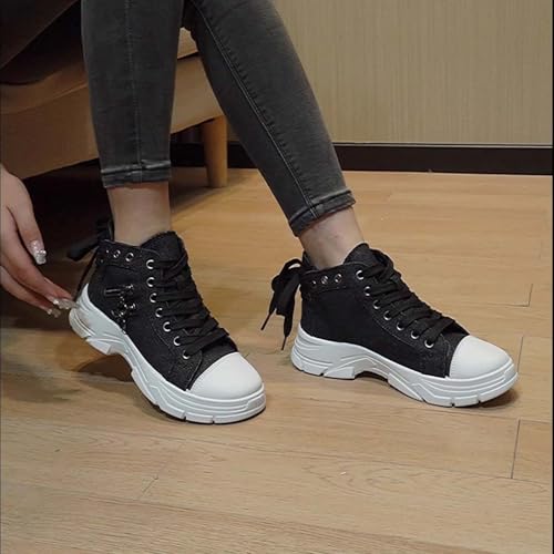 Fashion Wedge Heeled Sneakers for Women,Womens White Platform Sneakers,Casual Slip On Work Shoes Women,Comfortable Lace Up Running Shoes for Women Footwear - Fashion Sneakers for Women 20244