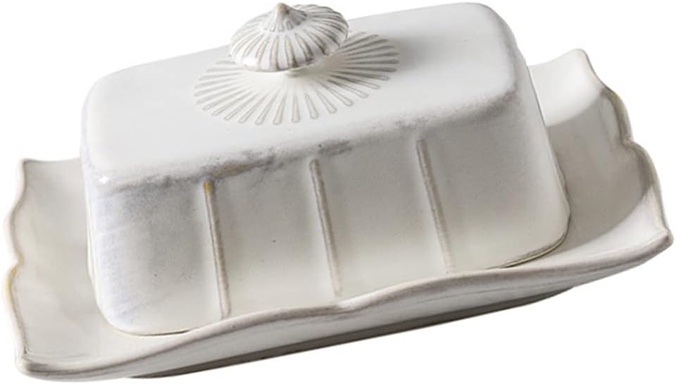 Chic Butter Cover Dish Ceramic Serving Tray Lid Vintage Design for Snacks and Fruits