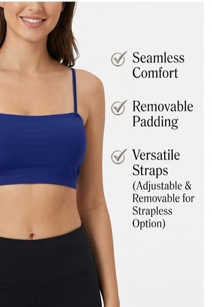 Image of Seamless Padded Bralette for Women | Free Size (Best Fit 28-32 Bust, S to M) | Stretchable Wireless Camisole Bra | Soft Comfortable