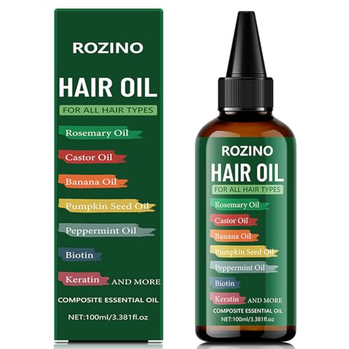 Rosemary Castor Hair Oil with Biotin & Keratin, Peppermint Banana